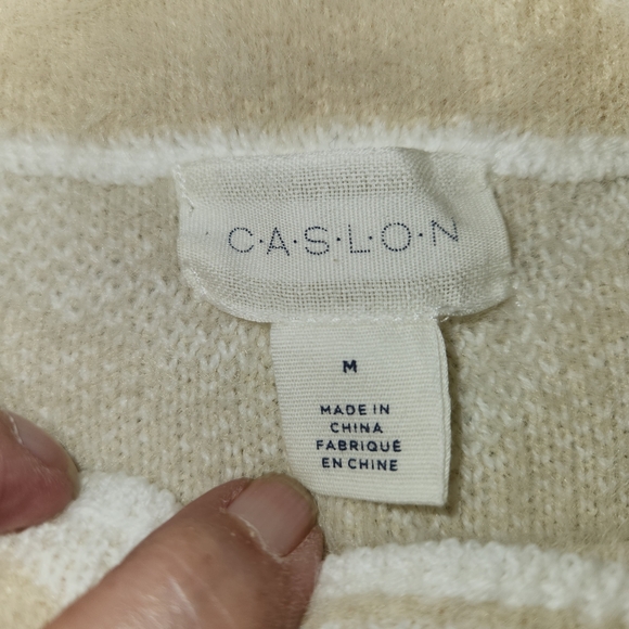 Caslon Tan & Cream Giraffe Print Sweater Size M Super Soft Mock Neck Long Sleeve - Picture 7 of 10